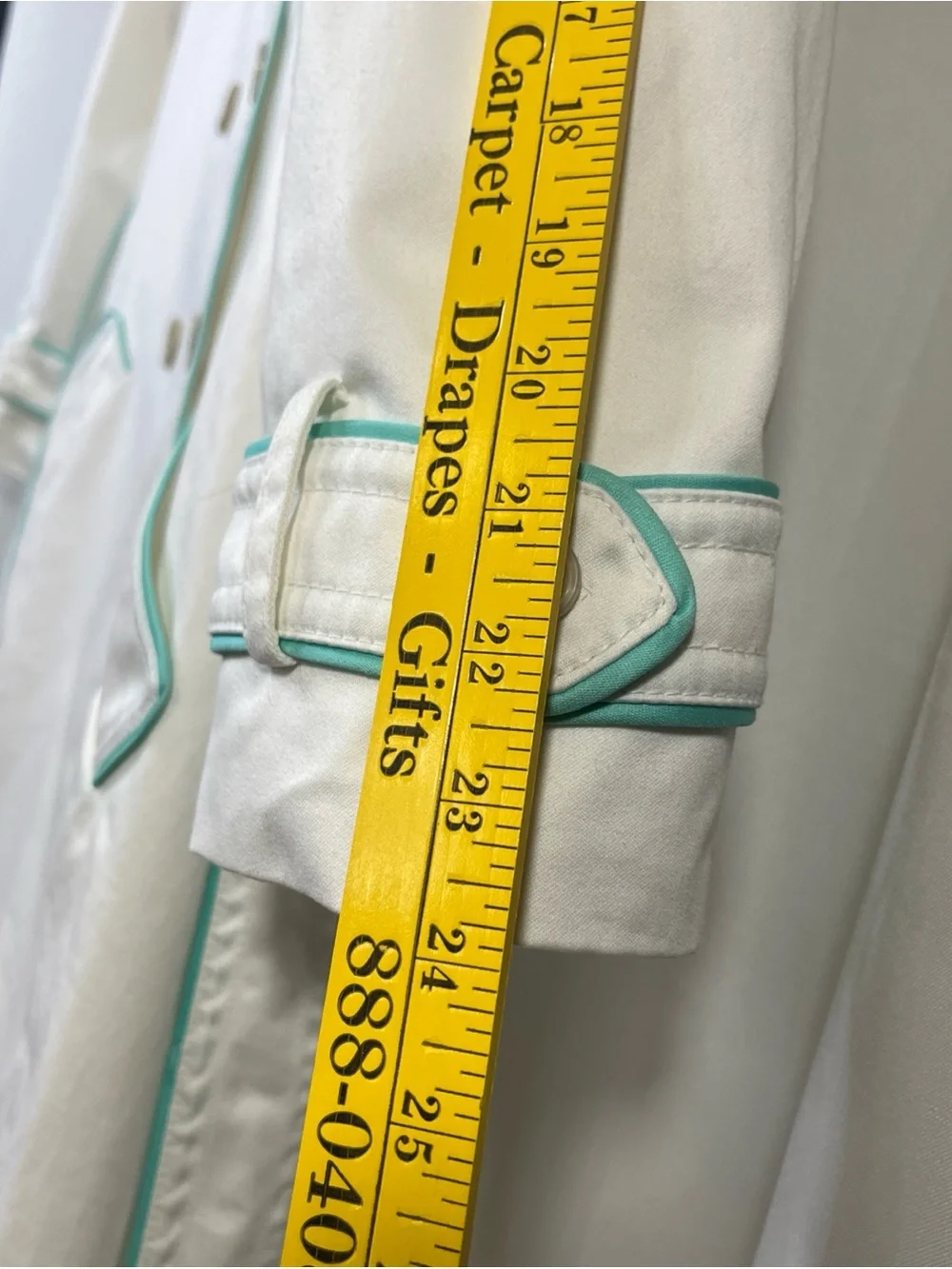 COACH White Signature Canvas Double-Breasted Piping Trench Coat belt Large VTG
